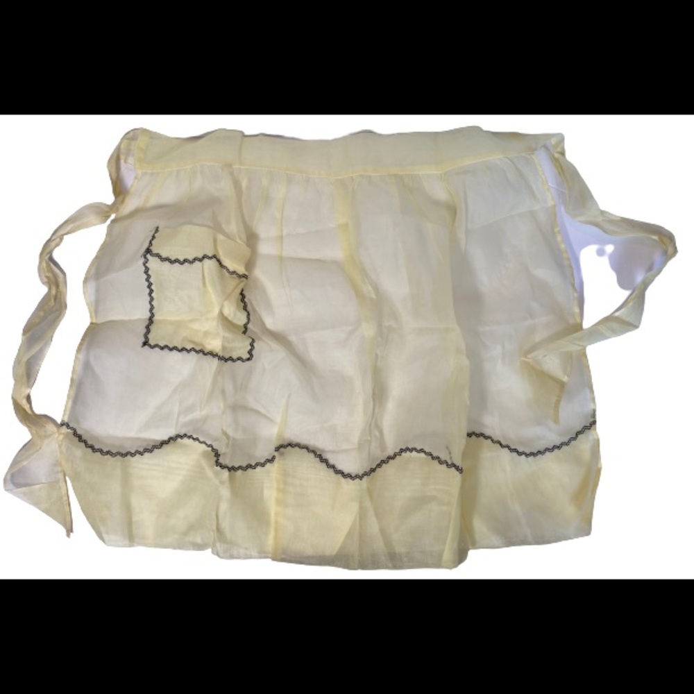 Vintage Handmade 1950s Half Apron Yellow See Through.